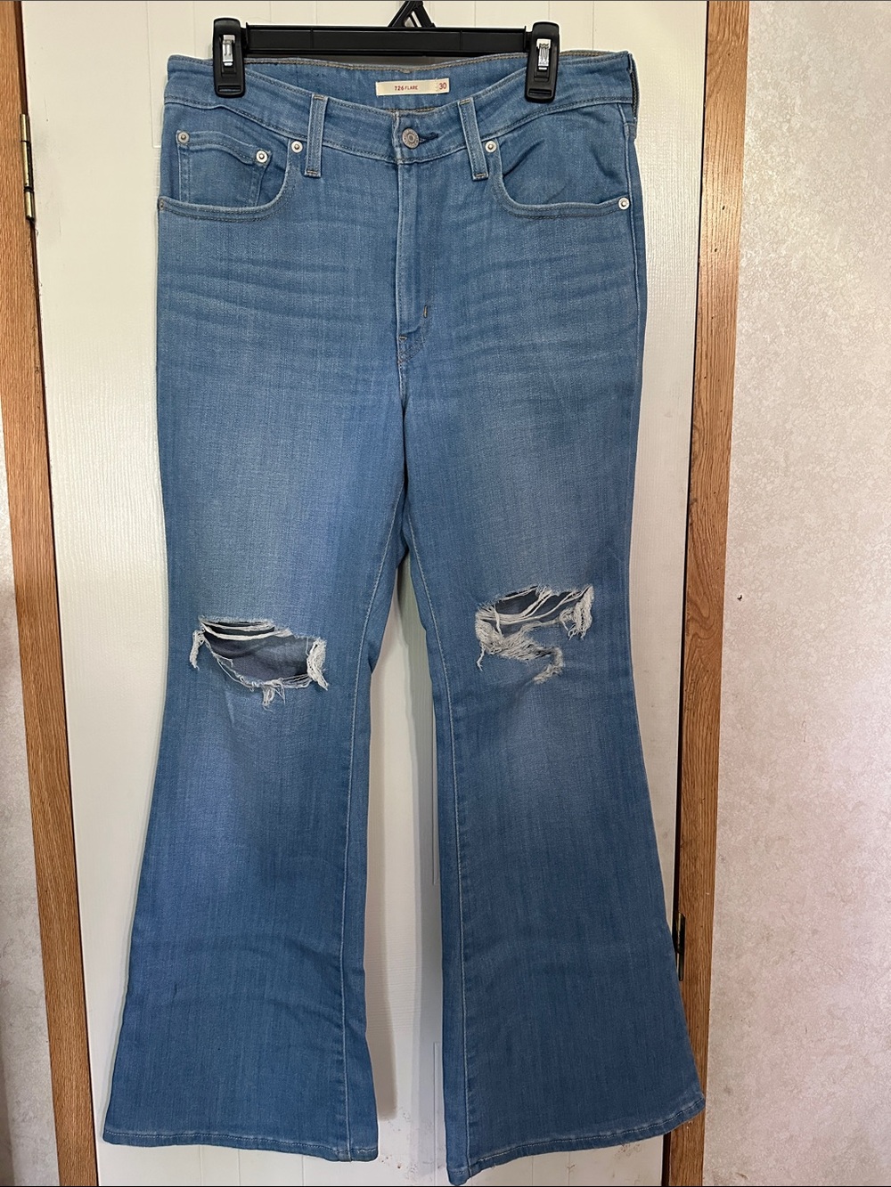 Levi's Light Blue Distressed Flare Jeans
